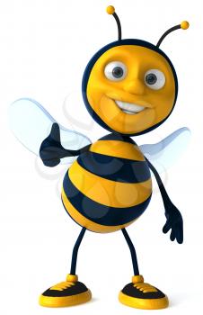 Royalty Free Clipart Image of a Bee Giving a Thumbs Up