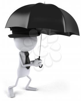 Royalty Free Clipart Image of a Man With an Umbrella