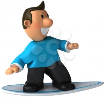 Royalty Free Clipart Image of a Man on a Surfboard