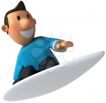 Royalty Free Clipart Image of a Man on a Surfboard