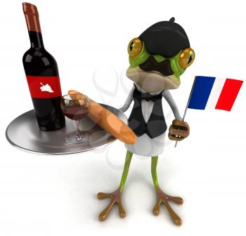 Royalty Free Clipart Image of a Frog Waiter