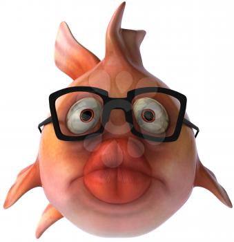 Royalty Free Clipart Image of a Fish With Big Lips and Glasses #442866