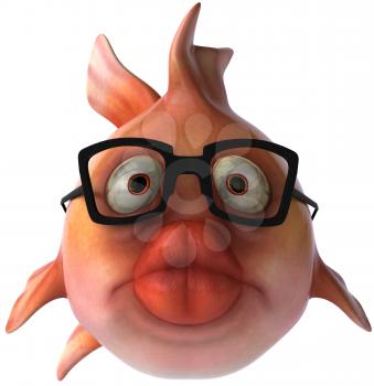 Royalty Free Clipart Image of a Fish With Big Lips and Glasses 