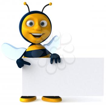 Royalty Free Clipart Image of a Bee With a Sign