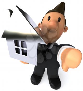 Royalty Free Clipart Image of a Man With a House