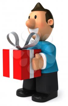 Royalty Free Clipart Image of a Man With a Present