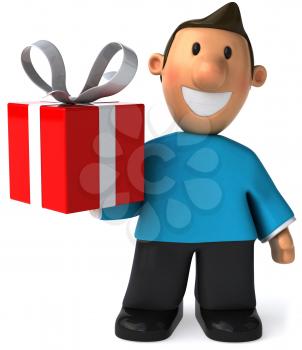 Royalty Free Clipart Image of a Man With a Gift