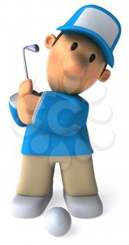 Royalty Free Clipart Image of a Golfer Taking a Swing