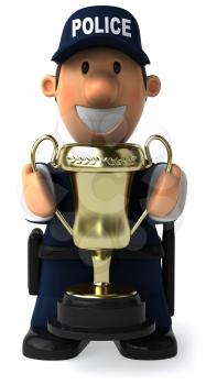 Royalty Free Clipart Image of a Cop With a Cup