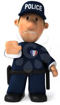 Royalty Free Clipart Image of a Cop With His Hand Up