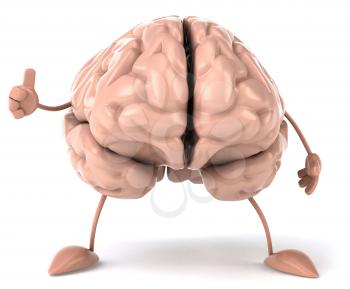 Royalty Free Clipart Image of a Brain Giving a Thumbs Up