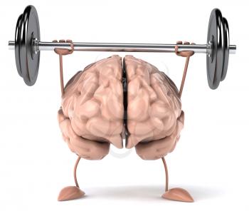 Royalty Free Clipart Image of a Weightlifting Brain