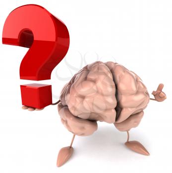 Royalty Free Clipart Image of a Brain With a Question Mark