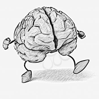 Royalty Free Clipart Image of a Walking Brain