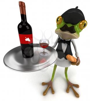 Royalty Free Clipart Image of a Frog Waiter