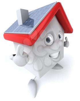 Royalty Free Clipart Image of a House With Solar Panels