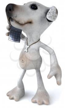 Royalty Free Clipart Image of a Jack Russell With a Cellphone