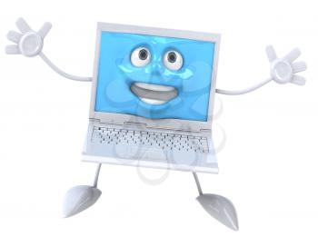 Royalty Free Clipart Image of a Happy Laptop