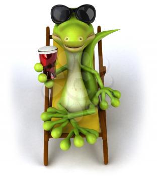 Royalty Free Clipart Image of a Lizard With a Beer