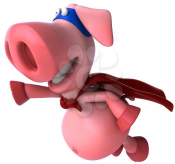 Royalty Free Clipart Image of a Superhero Pig