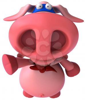 Royalty Free Clipart Image of a Superhero Pig