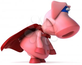 Royalty Free Clipart Image of a Superhero Pig