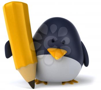 Royalty Free Clipart Image of a Penguin With a Pencil