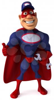 Royalty Free Clipart Image of a Superhero Mechanic