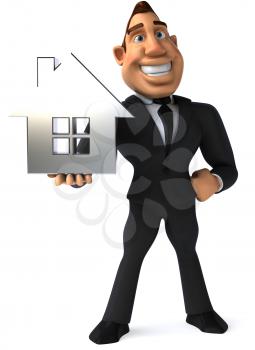 Royalty Free Clipart Image of a Man With a House