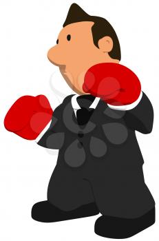 Royalty Free Clipart Image of a Boxing Businessman