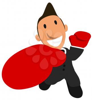 Royalty Free Clipart Image of a Boxing Businessman