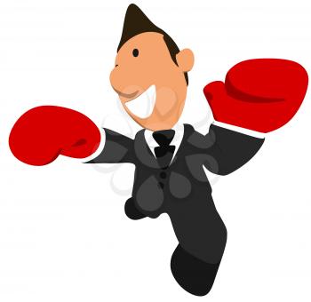 Royalty Free Clipart Image of a Boxing Businessman