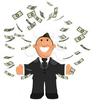 Royalty Free Clipart Image of a Man Juggling Money