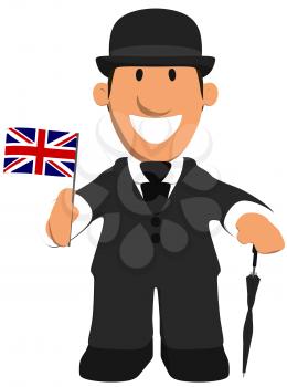 Royalty Free Clipart Image of a British Man With a Flag