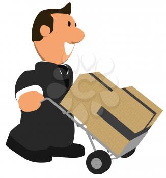 Royalty Free Clipart Image of a Man Moving Boxes