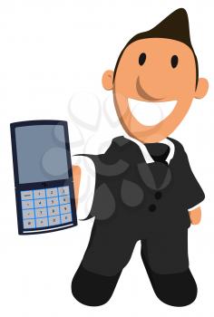 Royalty Free Clipart Image of a Man With a Cellphone