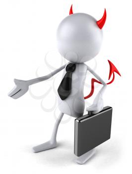 Royalty Free Clipart Image of a Devil Businessman Extending a Hand