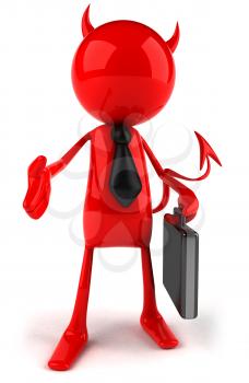 Royalty Free Clipart Image of a Devil Businessman Extending a Hand