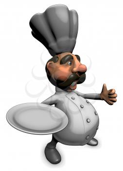 Royalty Free Clipart Image of a Chef With a Plate