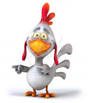 Royalty Free Clipart Image of a Pointing Chicken