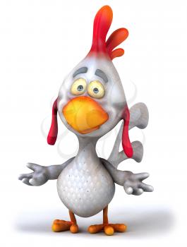 Royalty Free Clipart Image of a Pointing Chicken