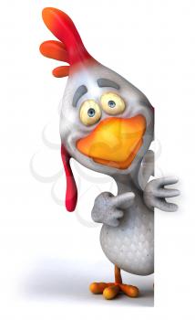 Royalty Free Clipart Image of a Pointing Chicken