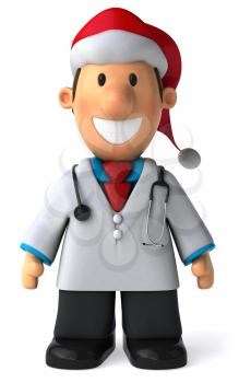 Royalty Free Clipart Image of a Doctor in a Santa Hat