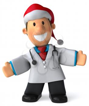 Royalty Free Clipart Image of a Doctor in a Santa Hat