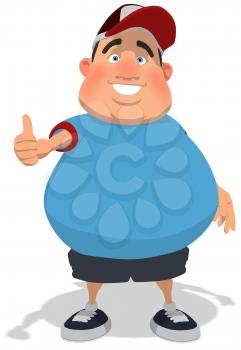 Royalty Free Clipart Image of an Overweight Man Giving a Thumbs Up