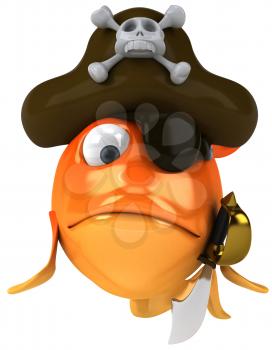 Royalty Free Clipart Image of a Goldfish Pirate