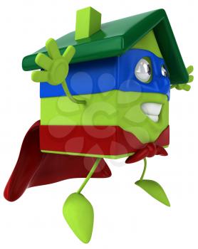 Royalty Free Clipart Image of a Green House Super Hero