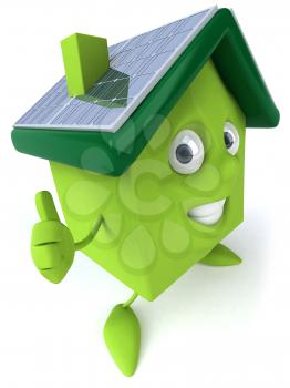 Royalty Free Clipart Image of a House With Solar Panels