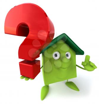 Royalty Free Clipart Image of a House With a Question Mark