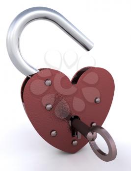 Royalty Free Clipart Image of a Heart Shaped Padlock